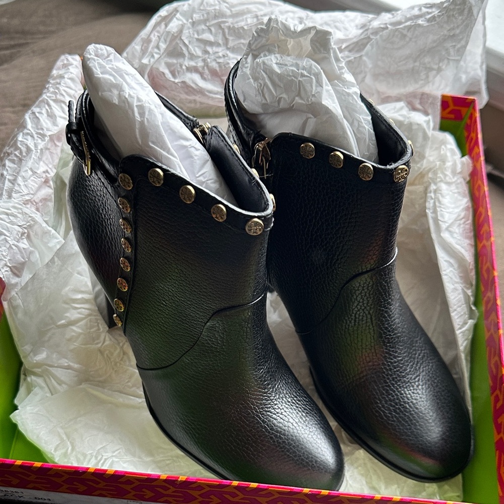 Tory Burch Black Studded Ankle Booties